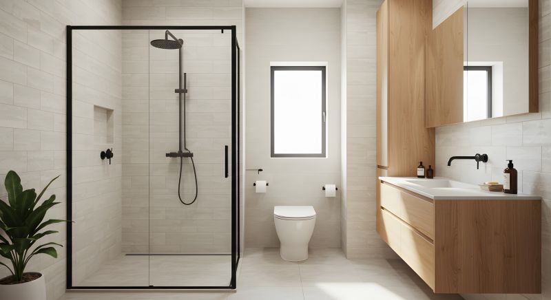 Minimalist Shower with Black Frame